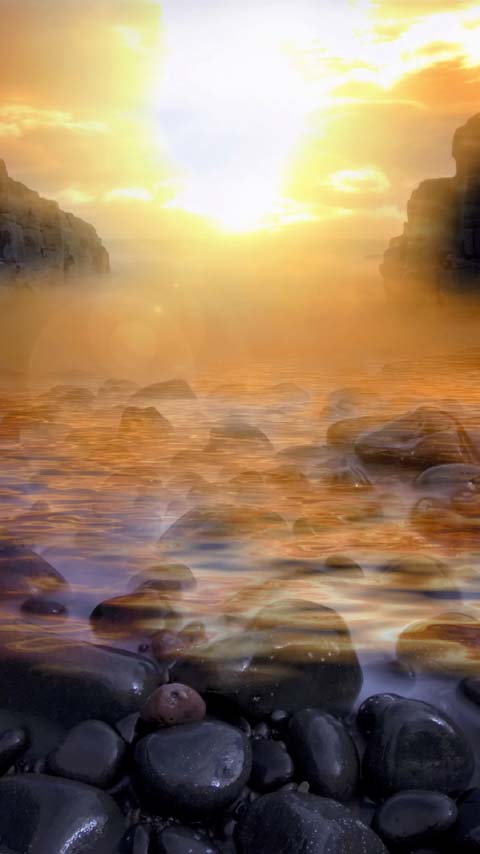 boulders river sunset wallpaper background phone