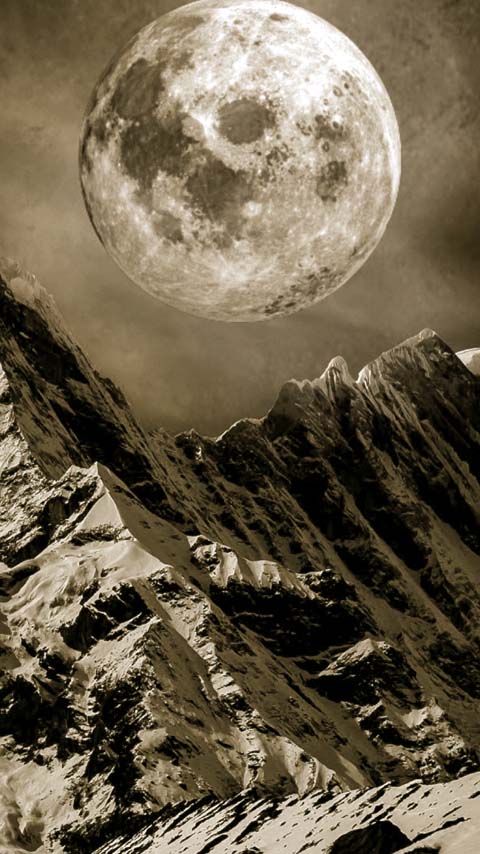 ridge full moon black white wallpaper background phone