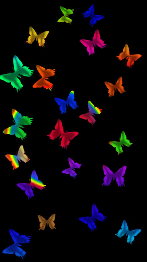 glass butterflies colorful black dark wallpaper background phone