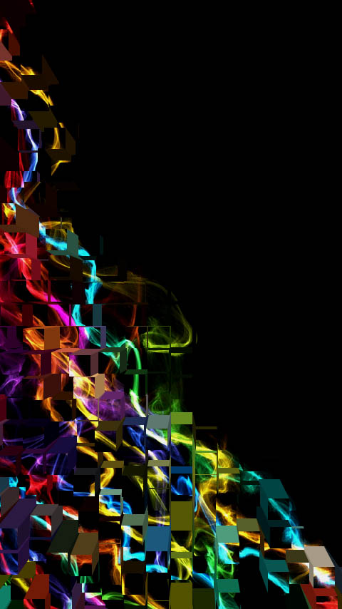 squares abstract smoke wavy rainbow multicolored dark black wallpaper background phone