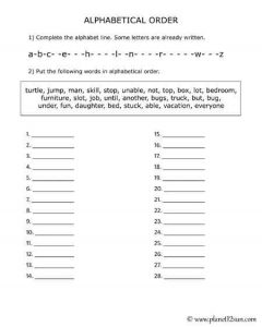 Alphabetize the Words - 2nd, 3rd Grade - genius777.com PRINTABLES