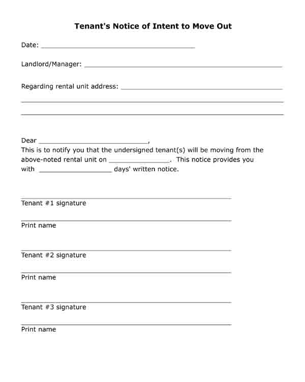 notice of intent to move out free printable form