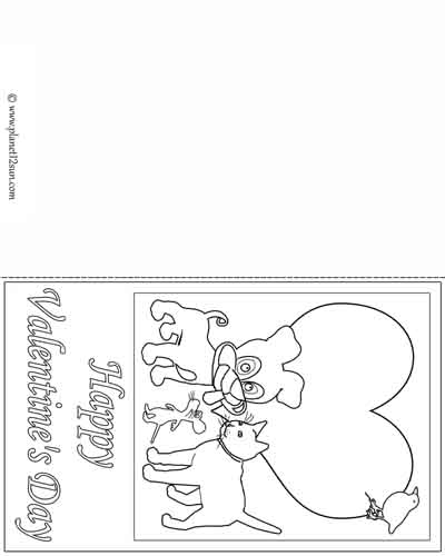 Valentine card free printable coloring