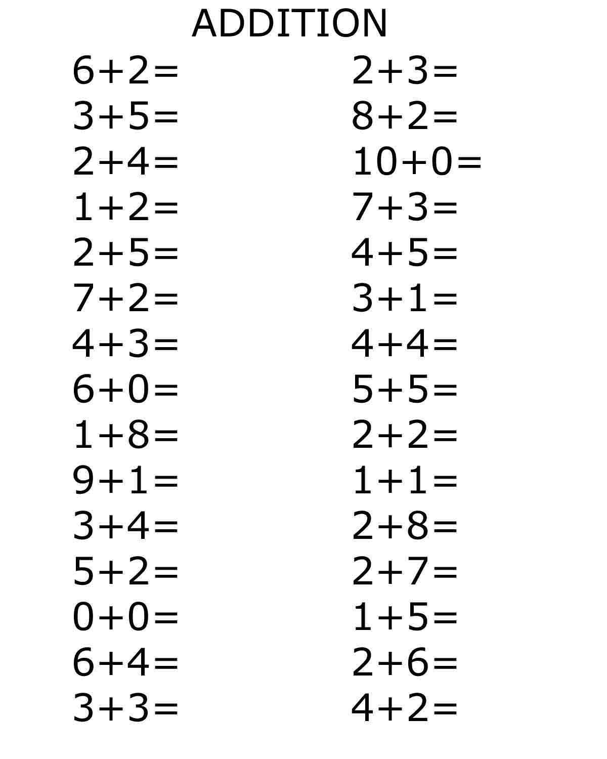 basic addition kindergarten 1st grade free printable worksheet