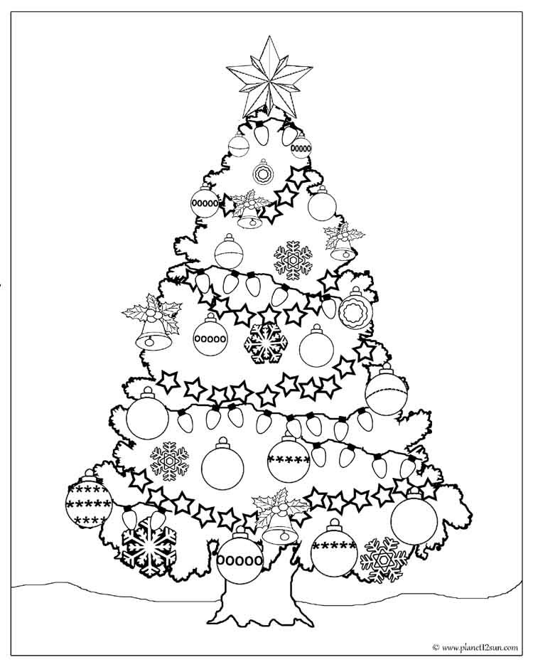 Christmas tree coloring page kids free printable worksheet