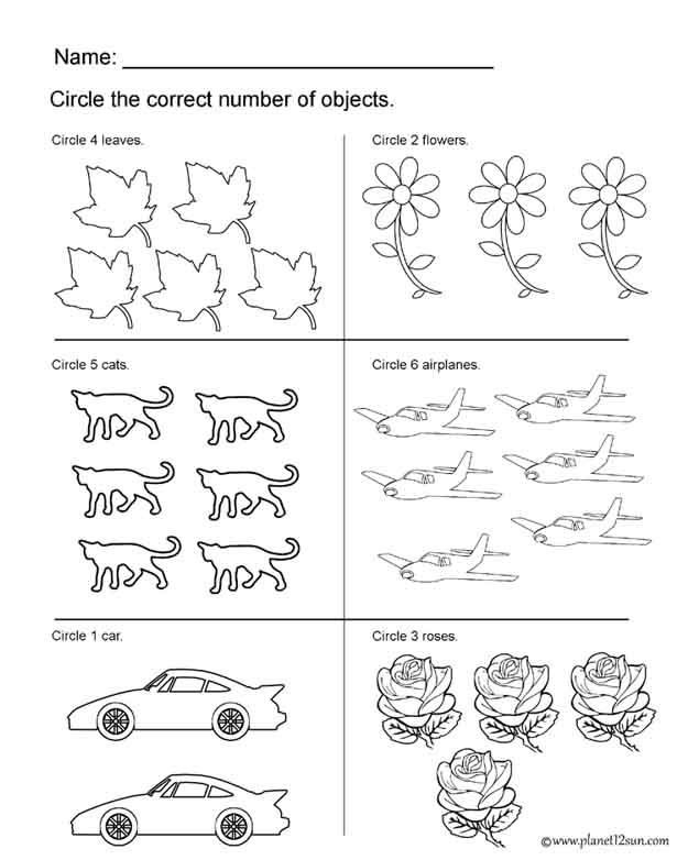 circle the correct number preschool kindergarten free printable worksheet