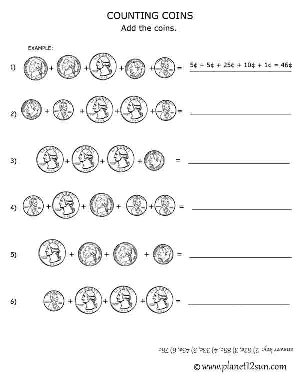 counting coins money free printable worksheet 2nd 3rd 4th 5th grade