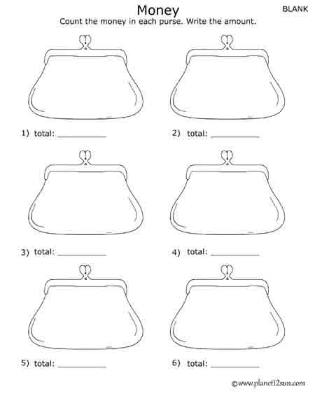 purse counting coins blank free printable worksheet 2nd 3rd 4th grade