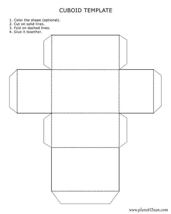 cuboid template cut out paper free printable worksheet