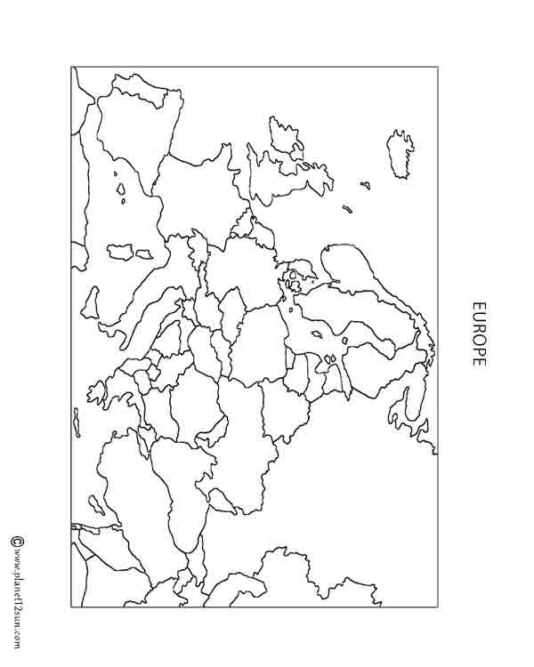 Europe blank blind map free printable worksheet geography