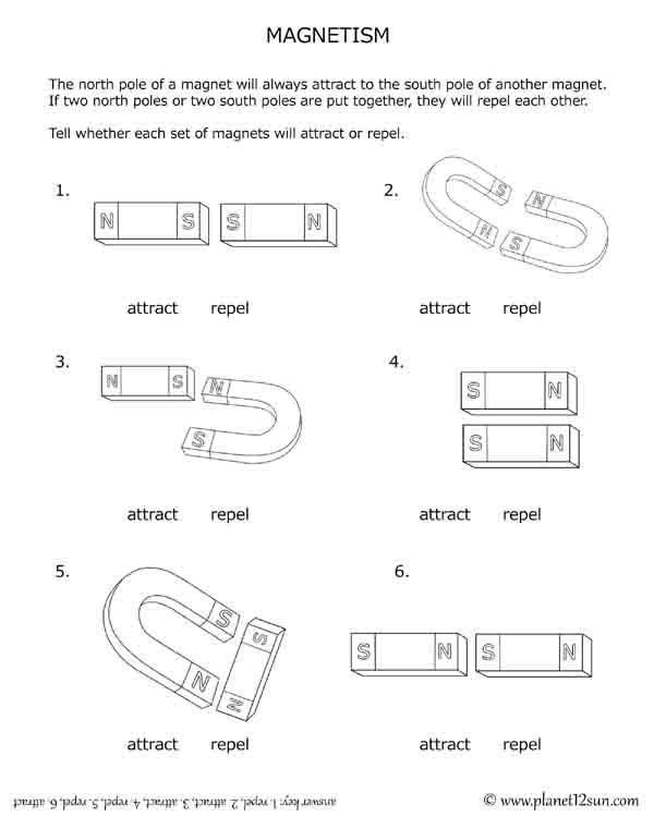 magnets magnetism science free printable worksheet