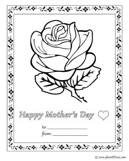 picture happy mother's day card coloring free printable