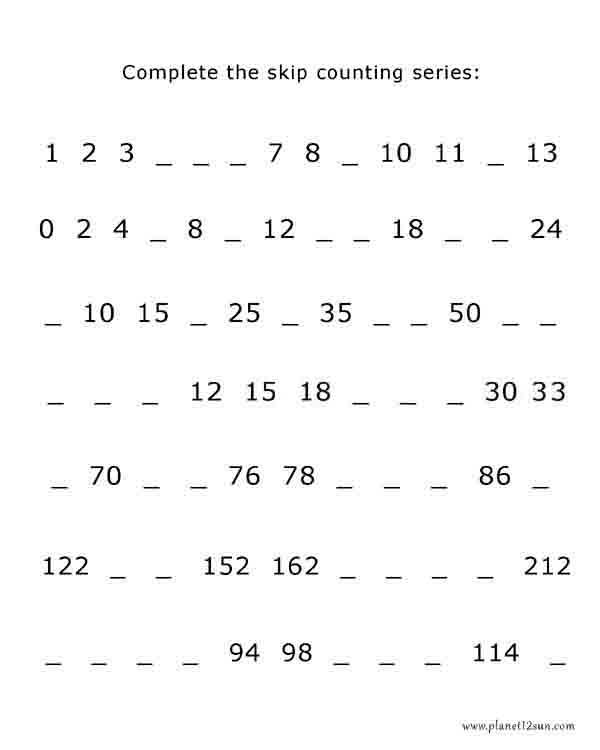 skip counting free printable worksheet math