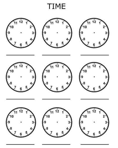 clocks blank telling time free printable worksheet