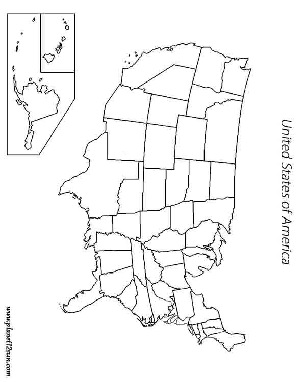 North America states map blank free printable worksheet
