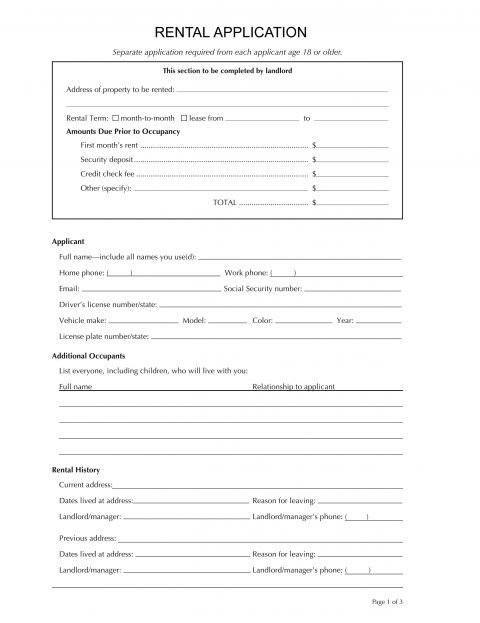 rental application