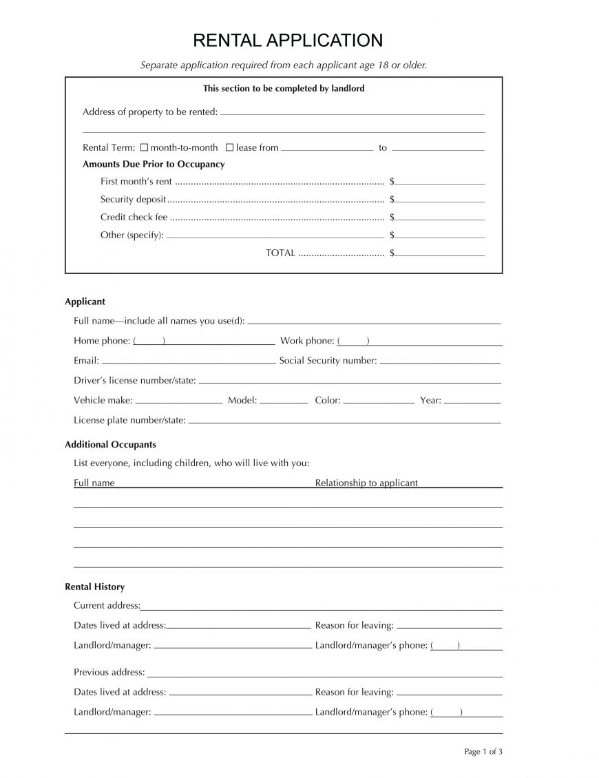 rental application