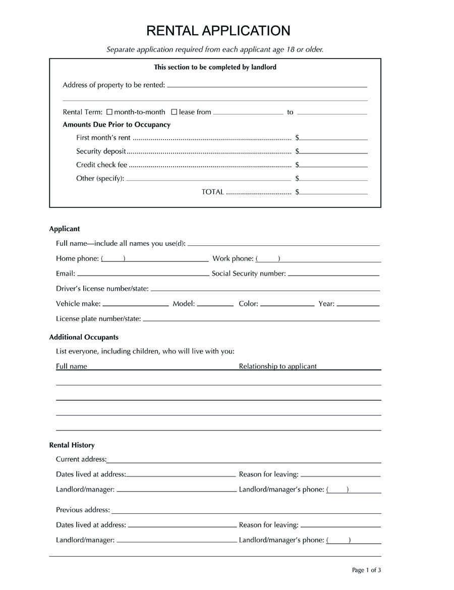 rental application