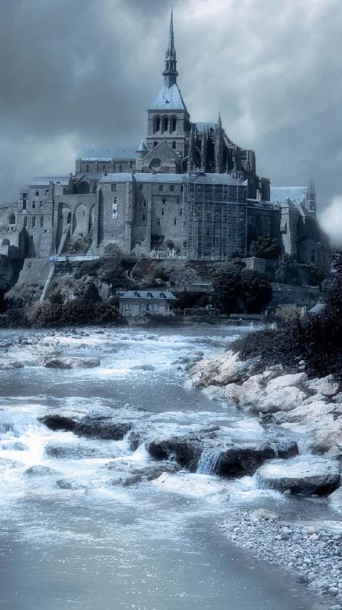 fortress castle blue ocean background wallpaper phone