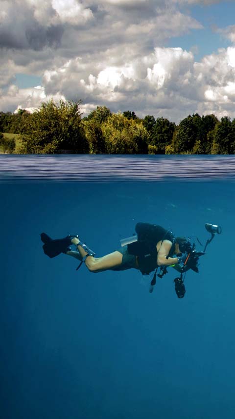 diver deep ocean blue wallpaper background phone