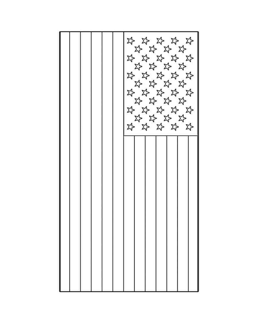 American Flag coloring page free printable worksheet kindergarten 1st grade 2nd