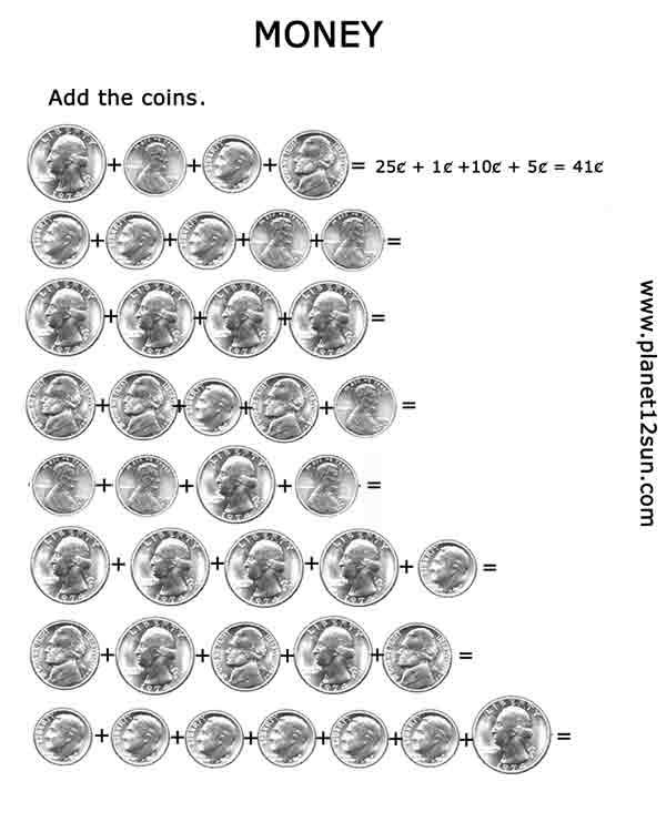usa money add the coins free printable worksheet 3rd grade