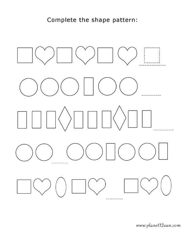 pattern shapes free printable worksheet 2nd 3rd 1st grade