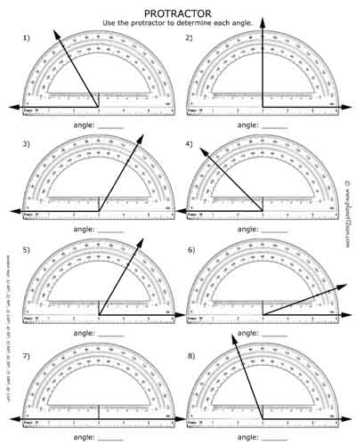 protractor measure angles math 3rd 4th 5th free printable worksheet