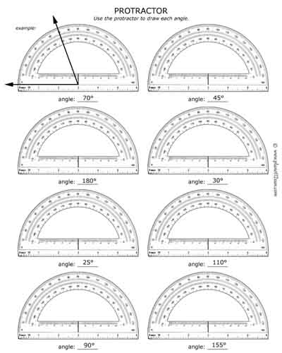 draw angles protractor free printable worksheet math measure