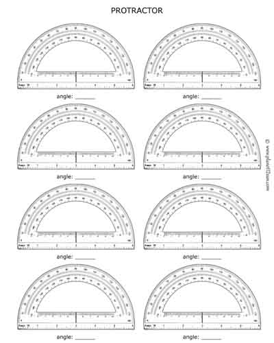 angle protractor free printable worksheet