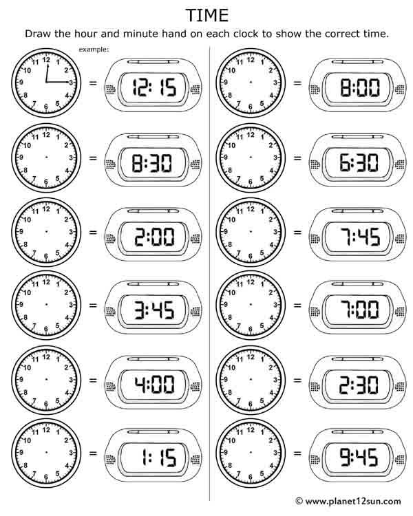digital alarm clock time telling free printable worksheet