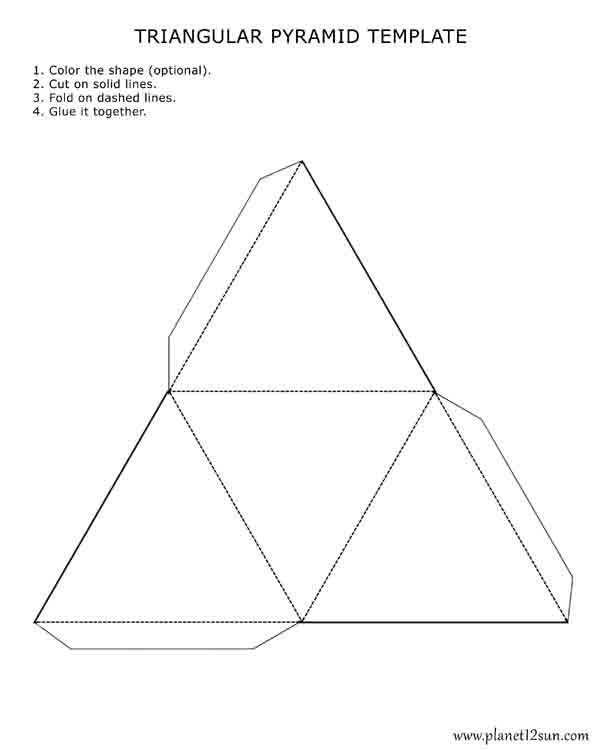 triangular pyramid template paper cut out free printable worksheet
