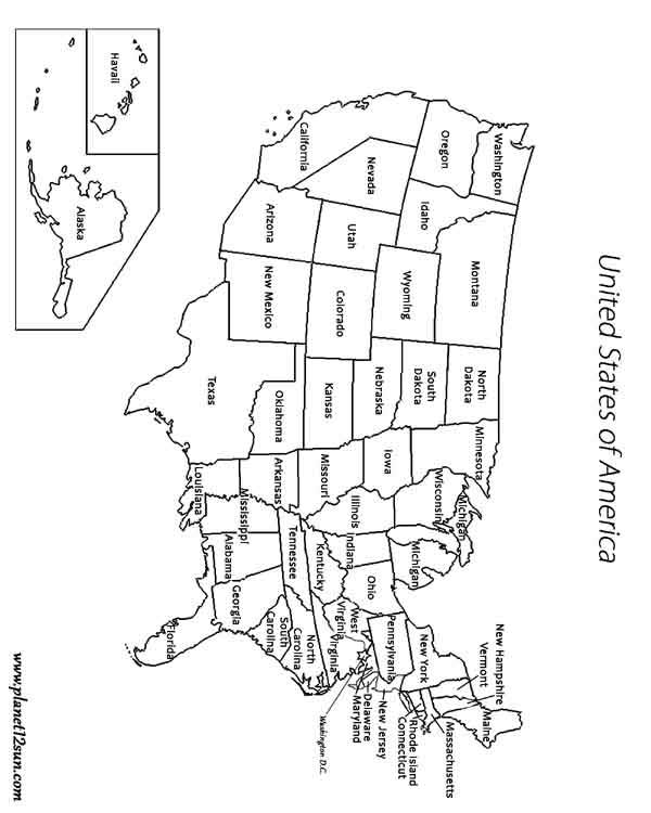 America map states geography free printable worksheet